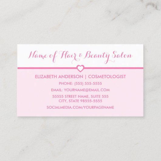 Gecertificeerd schoonheidsspecialiste Girly Pink H Visitekaartje (Achterkant)