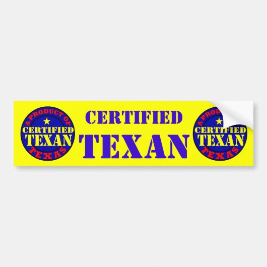 GECERTIFICEERD TEXAANS BUMPERSTICKER (Voorkant)