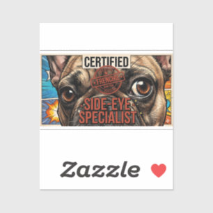 Gecertificeerd Zijdelingse Blik Specialist Grappig Sticker