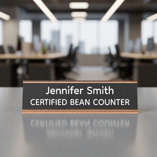 Gecertificeerde Bonen Teller Gepersonaliseerde Naa Bureau Naambordje