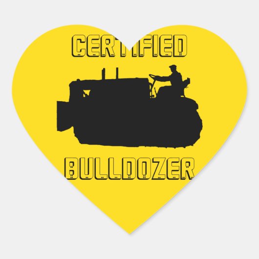 GECERTIFICEERDE BULLDOZER-VINTAGE HART STICKER (Voorkant)