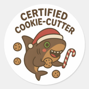 Gecertificeerde Cookie-Cutter Grappige Kersthaai P Ronde Sticker