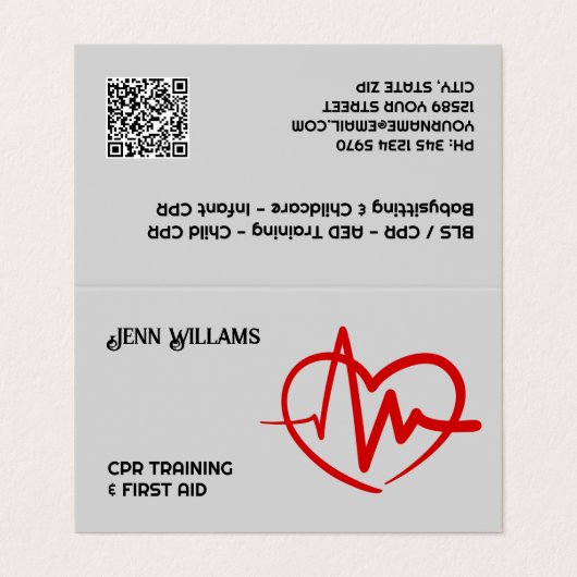 Gecertificeerde CPR Instructor Custom QR Visitekaartjes (Buitenkant ongevouwen)