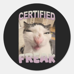 Gecertificeerde Freak Cat Meme Funny Pet Humor Ronde Sticker