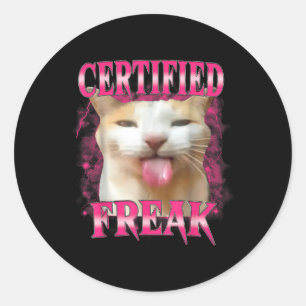 Gecertificeerde Freak Eat Cement Vervloekte Kat Gr Ronde Sticker