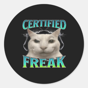 Gecertificeerde Freak Funny Cat Meme Vervloekt Gek Ronde Sticker