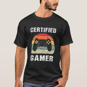 Gecertificeerde gamerretro Funny Video Games Gamin T-shirt