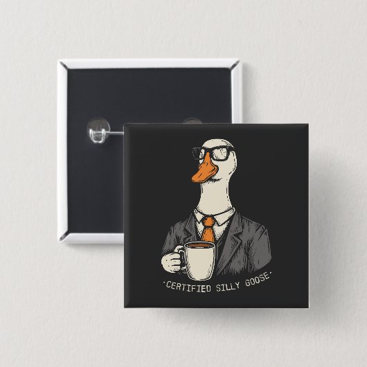 Gecertificeerde gekke gans vierkante button 5,1 cm (Voorkant /achterkant)