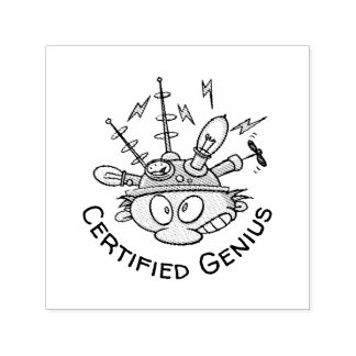 Gecertificeerde Genius Thinking Pet Funny Cartoon Zelfinktende Stempel