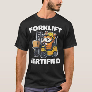 Gecertificeerde grappige kitten heftruckchauffeur t-shirt
