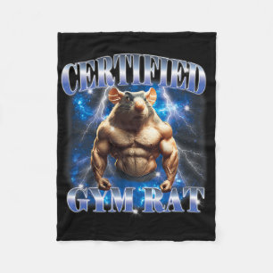 Gecertificeerde Gym Rat Meme Fitness Bodybuilding Fleece Deken