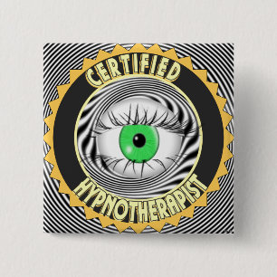 GECERTIFICEERDE HYPNOTHERAPIST LOGO VIERKANTE BUTTON 5,1 CM