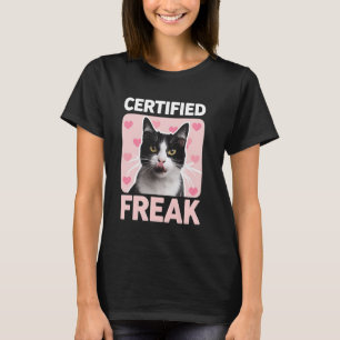 Gecertificeerde Kat Vreemde Grappige Kitten Roze H T-shirt