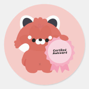 Gecertificeerde Onbeholpen Rode Panda Ronde Sticker