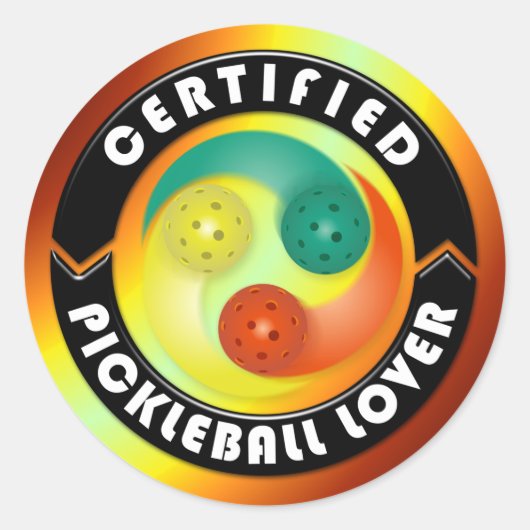 Gecertificeerde Pickleball Lover 1 opties Ronde Sticker (Voorkant)