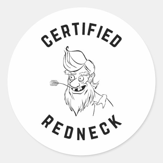 Gecertificeerde Redneck - Happy Hillbilly Ronde Sticker (Voorkant)