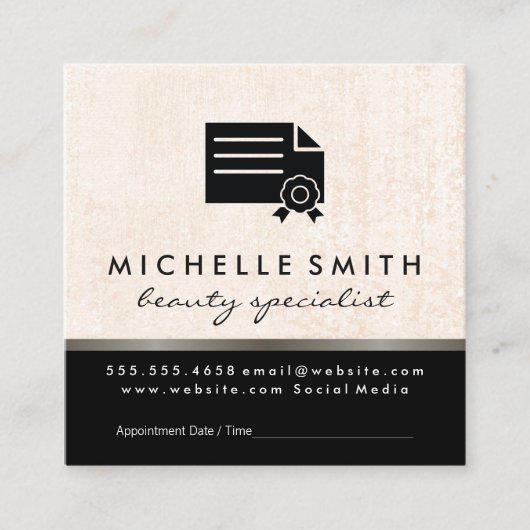 Gecertificeerde Schoonheidsspecialist Afspraak Afsprakenkaartje (Voorkant)
