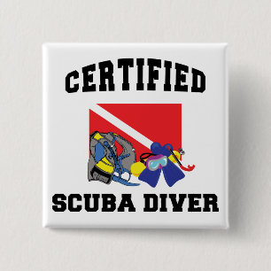 Gecertificeerde SCUBA-server Vierkante Button 5,1 Cm
