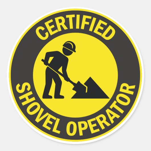 gecertificeerde shovel-operator ronde sticker (Voorkant)