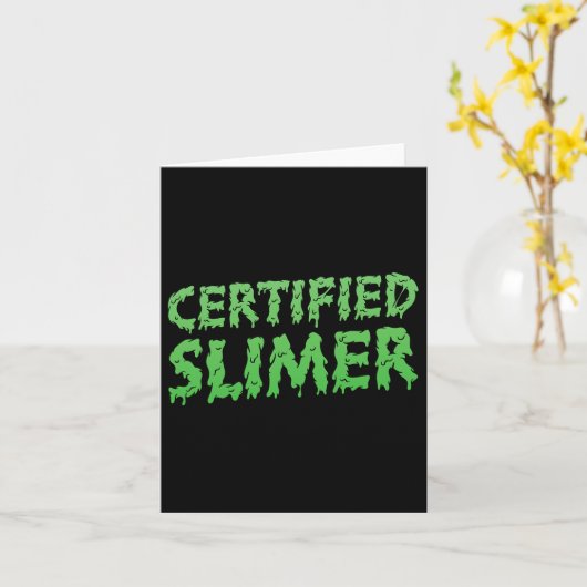 Gecertificeerde Slimer Halloween Slime-tekst Kaart (Gele Bloem)