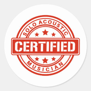 Gecertificeerde solo akoestische muzikant Embleem  Ronde Sticker