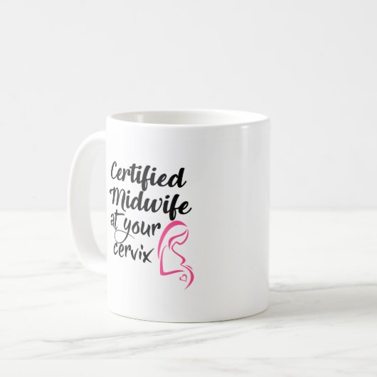 Gecertificeerde verloskundige bij uw Cervix Coffee Koffiemok (Voorkant links)