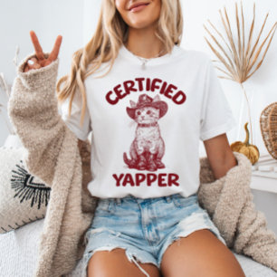 Gecertificeerde Yapper Cowboy Cat Funny Meme T-shirt
