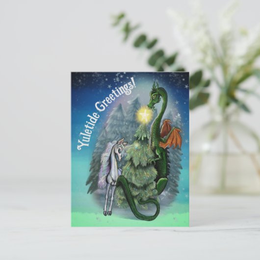 Gechanteerde kerstboom feestdagenkaart (Staand voorkant)