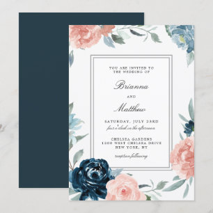 Gecharmeerde Waterverf Floral bruiloft uitnodiging