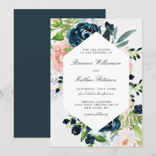 Gecharmeerde Waterverf Floral bruiloft uitnodiging