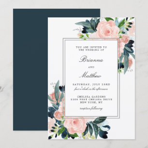 Gecharmeerde Waterverf Floral bruiloft uitnodiging