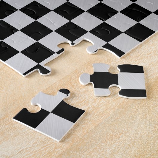 Gecheckt geborsteld staal legpuzzel (Zijkant)