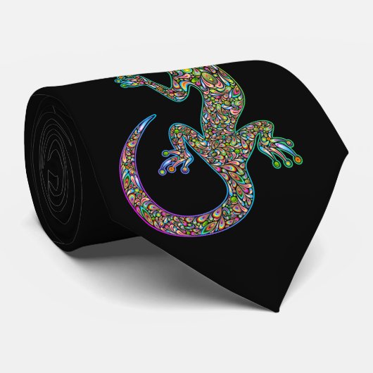 Geck Gecko Psychedelic Design Stropdas (Opgerold)