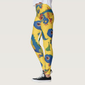 Gecko Blauw Retro Kleurrijk Gepersonaliseerd Patro Leggings (Links)