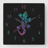 Gecko Clock Vierkante Klok (Voorkant)