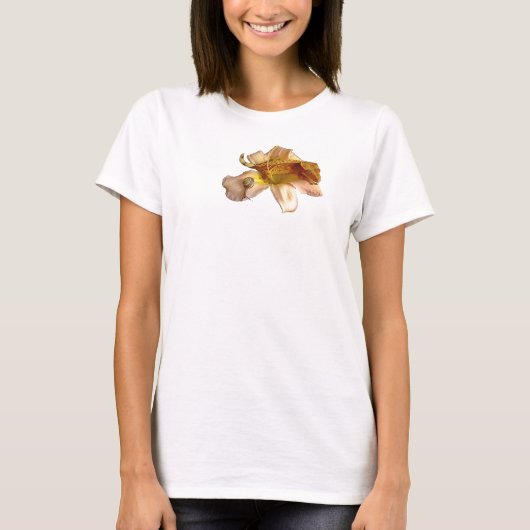 Gecko crêté sur lilly un T-shirt de dames de fleur (Devant)