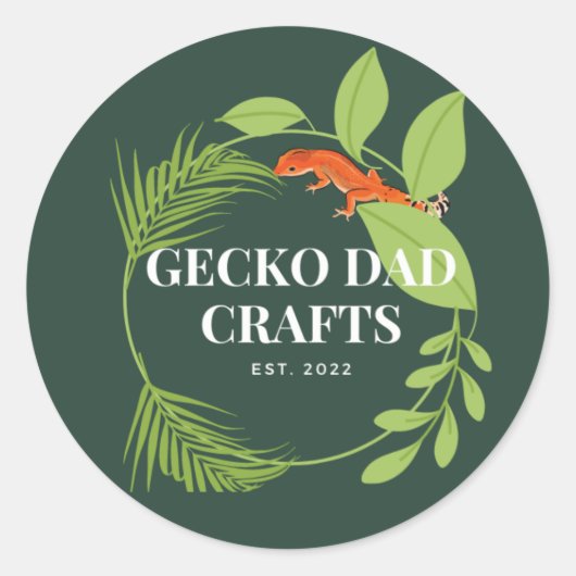 Gecko Dad Crafts Ronde Sticker (Voorkant)