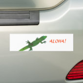 Gecko die naar de Bumpersticker van de groet "Aloh (Op auto)