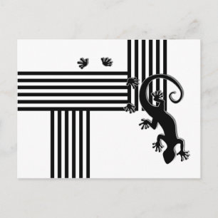 Gecko draaien - abstracte strepen zwart en wit briefkaart
