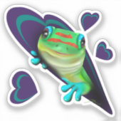Gecko en harten sticker (Voorkant)