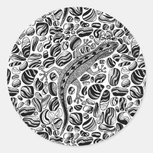 Gecko en keibels ronde sticker
