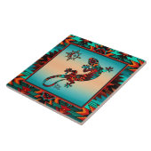 Gecko en Sun-keramische Tegel Tegeltje (Zijkant)