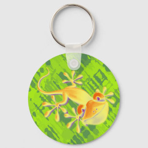 Gecko glimlachen - groen patroon sleutelhanger