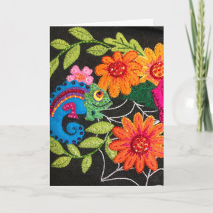 Gecko Hagedis Geborduurd Gevoel Verjaardag Kaart