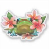 Gecko in de Plumeria Sticker (Voorkant)