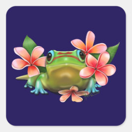 Gecko in de Plumeria Vierkante Sticker