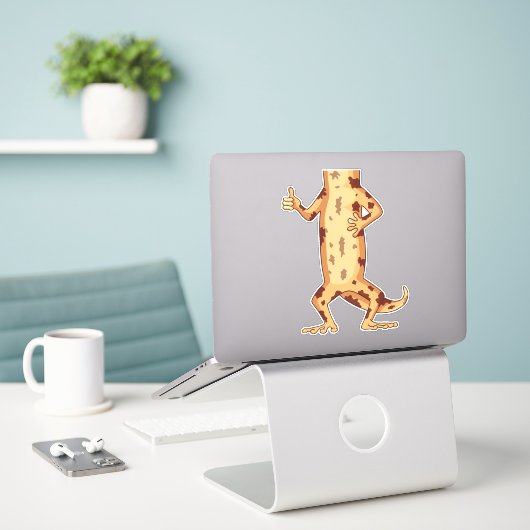 GECKO-LICHAAMSTER STICKER (Laptop op bureau)
