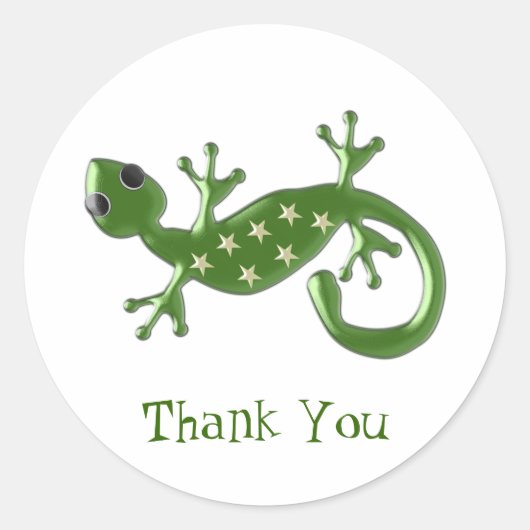 Gecko Lizard Bedankt Ronde Sticker (Voorkant)