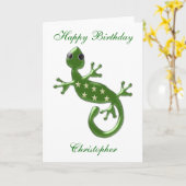 Gecko Lizard Birthday Kaart (Gele Bloem)
