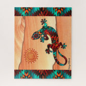 Gecko Lizard en Sun Jigzaag Puzzle Legpuzzel (Verticaal)